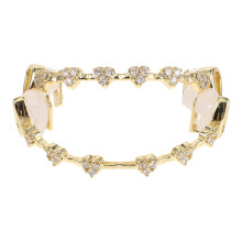 2Sets Gold Plated Rhinestone Mouth Grill for Men Hip Hop Party Costume
