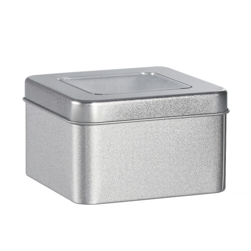 20Pcs Clear Square Empty Tins Silver for Craft Gift Storage