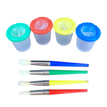 Paint Cups and Brush Holders with Color-Coded Lids for Artists