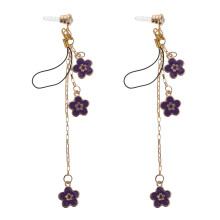 4Pcs Phone Earphone Jack Plugs Purple Flower Pendant Dust Caps Durable