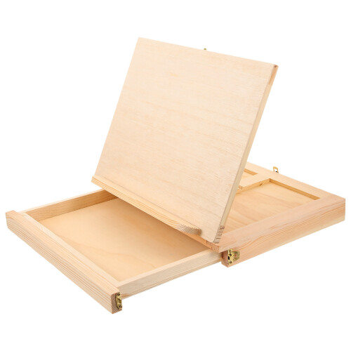 2Pcs Durable Light Yellow Wood Drafting Boards with Convenient Drawer