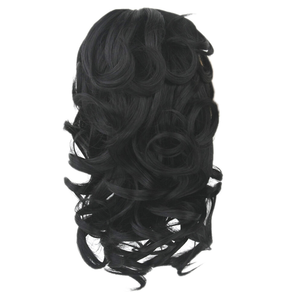 Aboofan Unisex Black 2Pcs Ponytail Wig Clip With Synthetic Fiber Hair Extension Claw