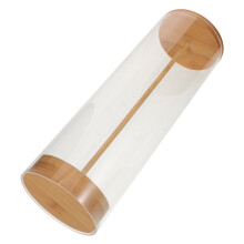 3Pcs Clear Acrylic Straw Organizer with Wood Lid for Kitchen Cabinets
