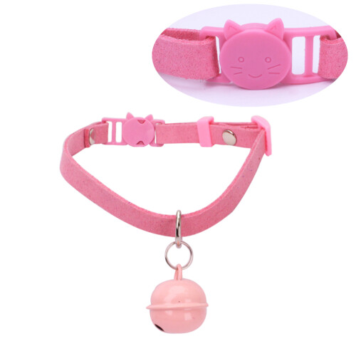2Pièces Collier Chat Réglable Rose Avec Clochette Pour Promenade