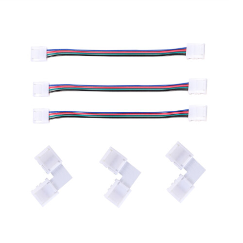 2Ensembles Connecteurs LED Rgb 4 Broches Pour 10Mm Multicolores