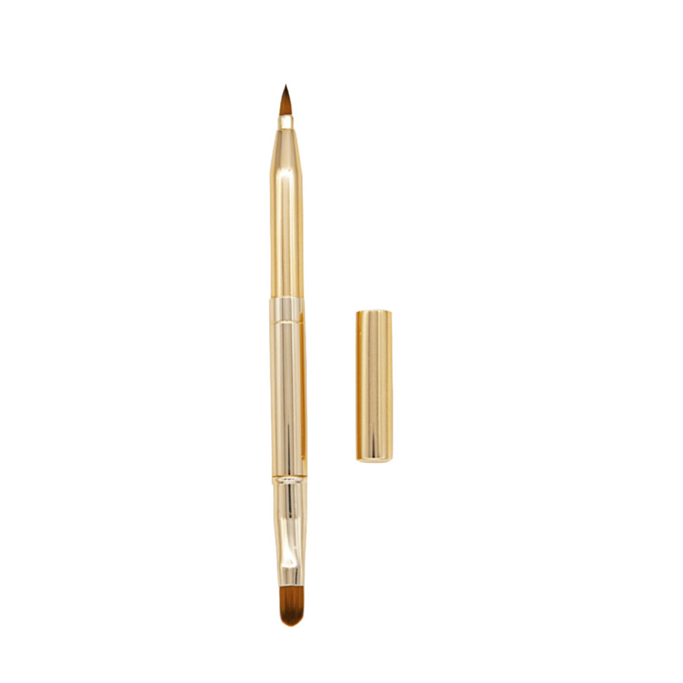 Iplusmile Golden 2Pcs Compact Retractable Double-Ended Lip Brush Makeup Brush