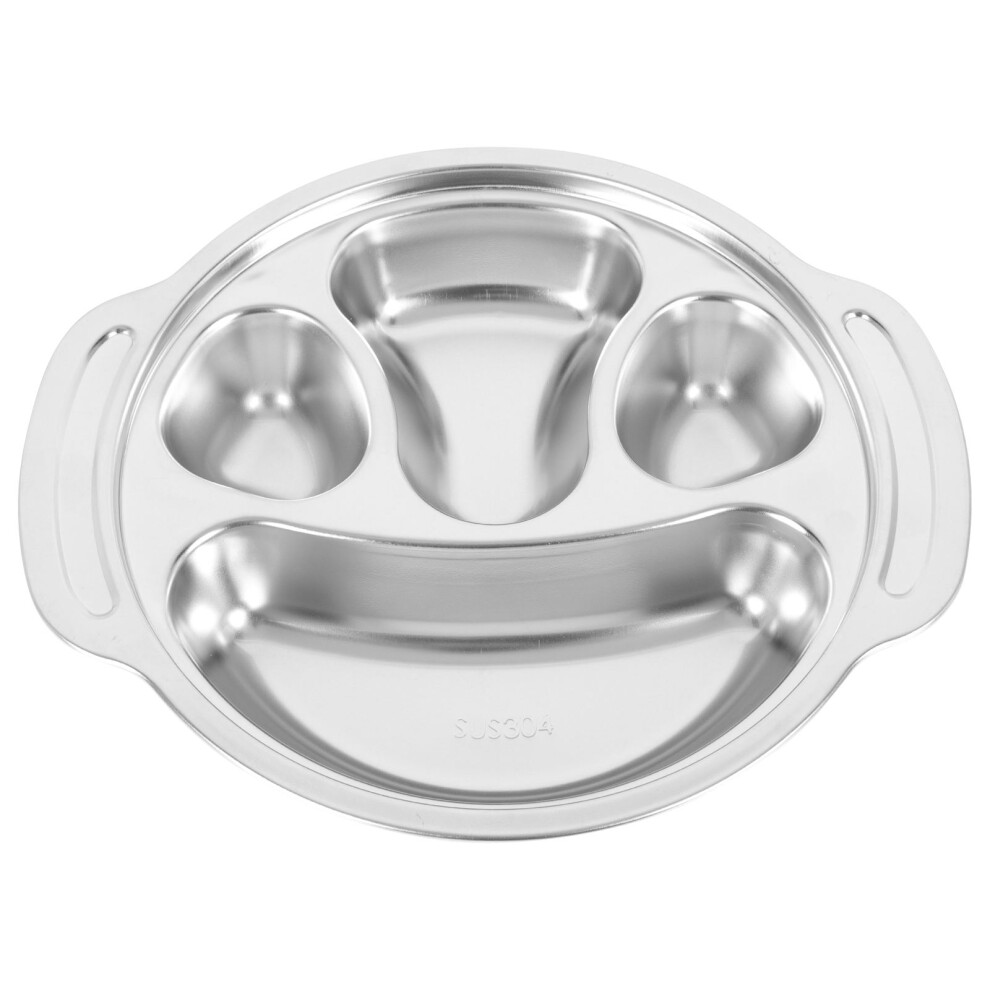 Artibetter 3Pcs Food Compartment Trays Stainless Steel Cartoon Kids Lunch Plates