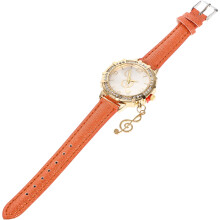 3Pcs Simple Orange Women Wristwatch Metal Adjustable Gift Watch