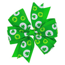 3Stk Kleinkind Haarspangen Grün Shamrock Stoff Kinder Haarschmuck