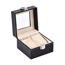 3Pcs Watch Case for Men Black Lockable Watch Storage Box
