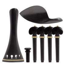 3Sets Elegant Ebony 4/4 Violin Chinrest Tailpiece Peg Endpin Accessory