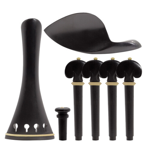 3Sets Elegant Ebony 4/4 Violin Chinrest Tailpiece Peg Endpin Accessory