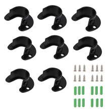 16Pcs Black Stainless Steel Flange Rod Holder Closet Rod End Supports