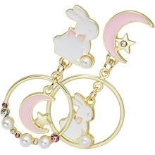 2Pairs Womens Bunny Earrings Multi Color Alloy Drop Earrings for Girls