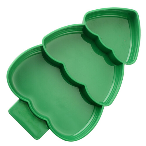4Pcs Tabletop Green Christmas Tree Snack Trays Divided Plates
