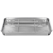 Silver Baking Pan with Wire Rack Stainless Steel Heavy Duty Use
