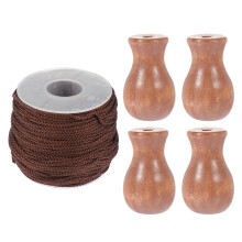 3Sets Brown Wooden Bead Blinds String Braided Curtain Tie Strap