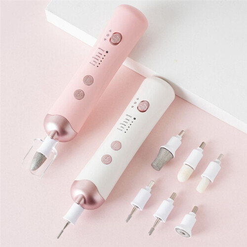 Electric Nail File Set Electric Manicure Tool Multi Function Silent Manicure Tool Cordless for Thick Nails White 2