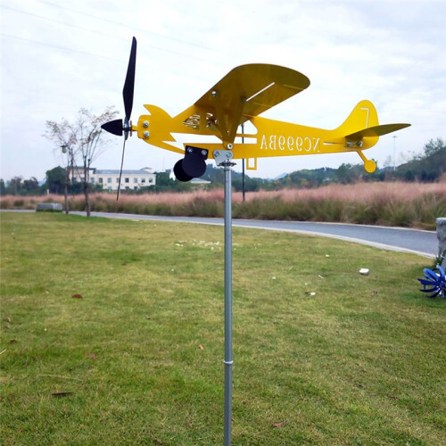 Whirligigs och Wind Spinners Flygplan Windmill Järn Wind Spinners Vindplan Skulpturer Spinners Flygplan Wind Spinners