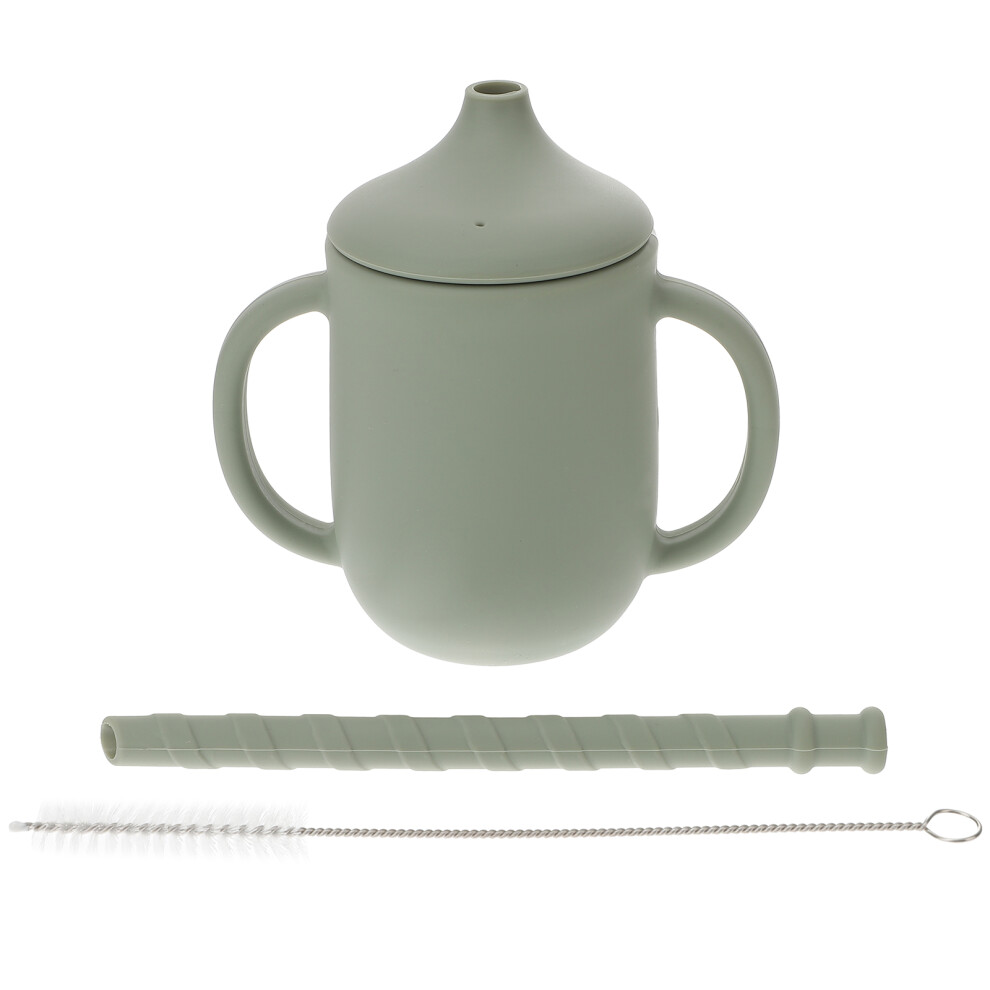 2Pcs Silicone Sippy Cup For Kids Toddler Water Bottle With Straw Green Aboofan