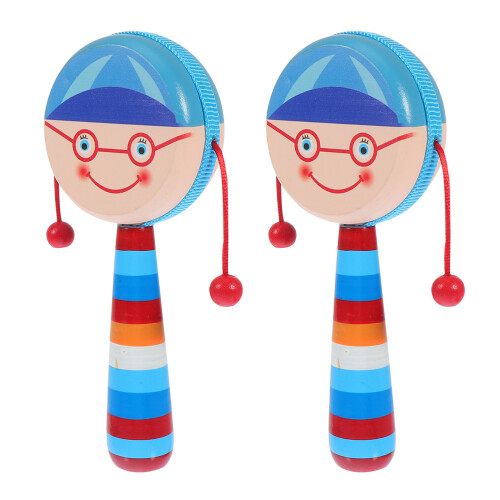 4Pièces Hochet Bois Bébé Portable Jouet Musical