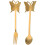 5Sets Golden Reusable Dessert Spoon Appetizer Fork Butterfly Pattern 1