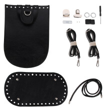 2Sets DIY Rucksack Zubehörset Schwarz Rattan Und Leder