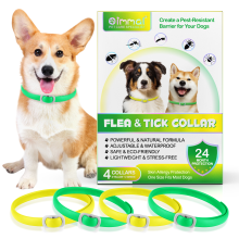 Dog Flea Tick Collar Treatment Adjustable 24 Month Protection Yellow/Green 4 Pack