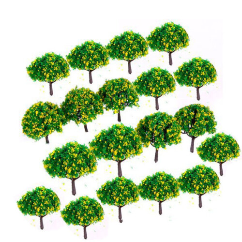 40Stk Landschaft Baum Modell Grün Gelb Mini Zugmodell Dekoration