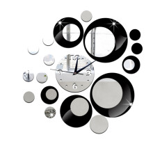 3Pcs Black Mirror Wall Clock Stickers 3D Acrylic DIY Wall Decoration