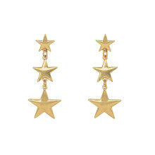 2Pairs Star Drop Earrings Gold Alloy Allergy Free Elegant for Women
