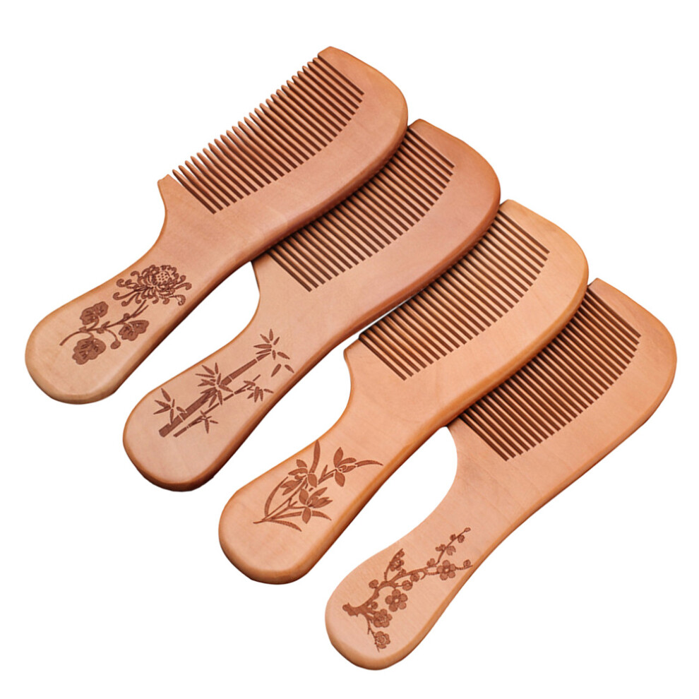 Aboofan Unisex Peach 12Pcs Anti-Static Engraved Hair Protection Combs