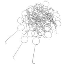 100Pcs Lightweight Iron Drain Lifting Hooks Silver Bathroom Drain Tool