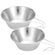 2Pcs Durable Stainless Steel Camping Bowls for Travel Coffee and Soup