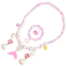 3Stk Kinder Schmuckset 5-Teilig Meerjungfrau Armband Halskette Bunt