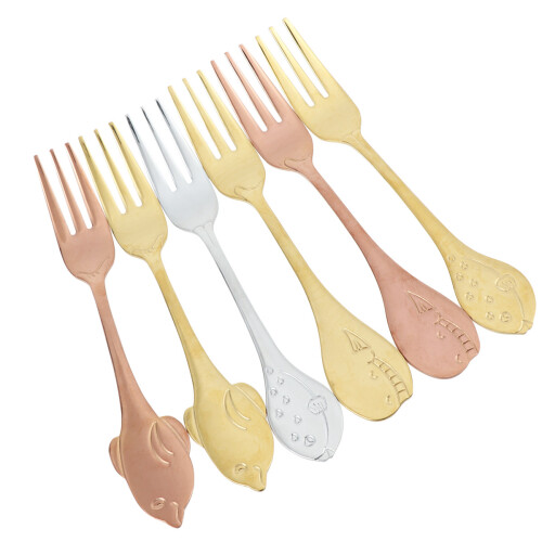 6St Assorti Rvs Visvorm Dessert Flatware Set