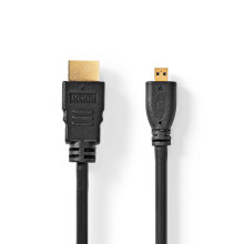 High Speed HDMI Kabel mit Ethernet | HDMI Stecker | HDMI Micro Stecker | 4K@30Hz | 10.2 Gbps | 2.00 m | Rund | PVC | Schwarz | Box