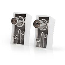 IEC (Koax) | Gewinkelt | Stecker / Buchse | Vernickelt | 75 Ohm | Schraube | Kabeleingang Durchmesser: 7,0 mm | Metall / PVC | Weiß | 2 Stk. | Box