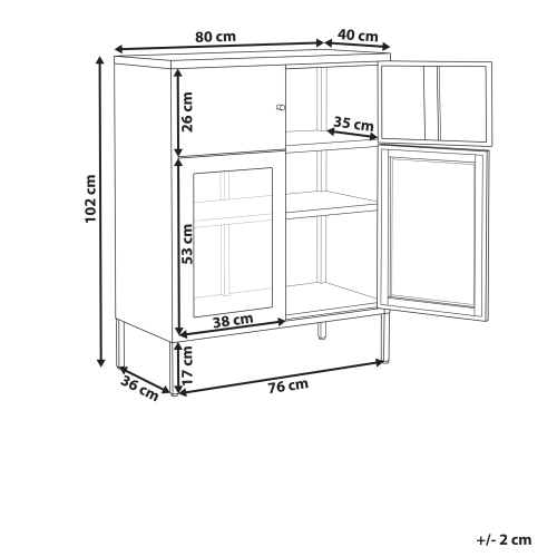 Beliani Glass Display Sideboard ESHOLT 80 cm Metal White 2