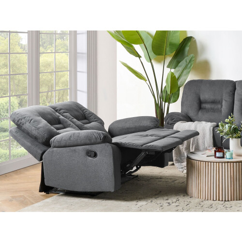 Beliani Manual Recliner Sofa 2 Seater BERGEN Fabric Graphite Grey 1
