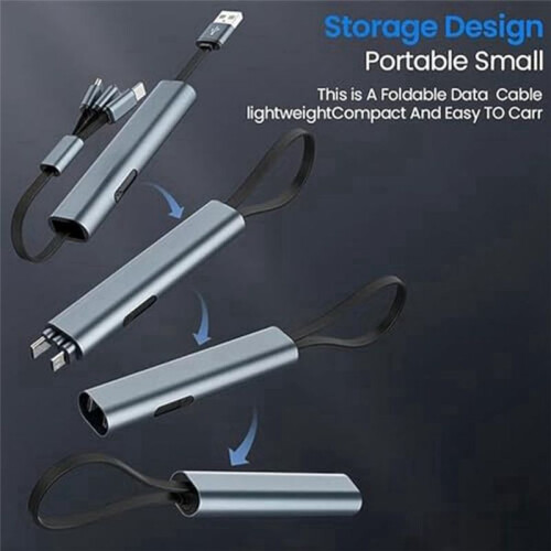 3 in 1 Fast Charging Cable, Retractable Car Charger, Foldable Super Fast Charging Cable for /Android/Tablet Red 1