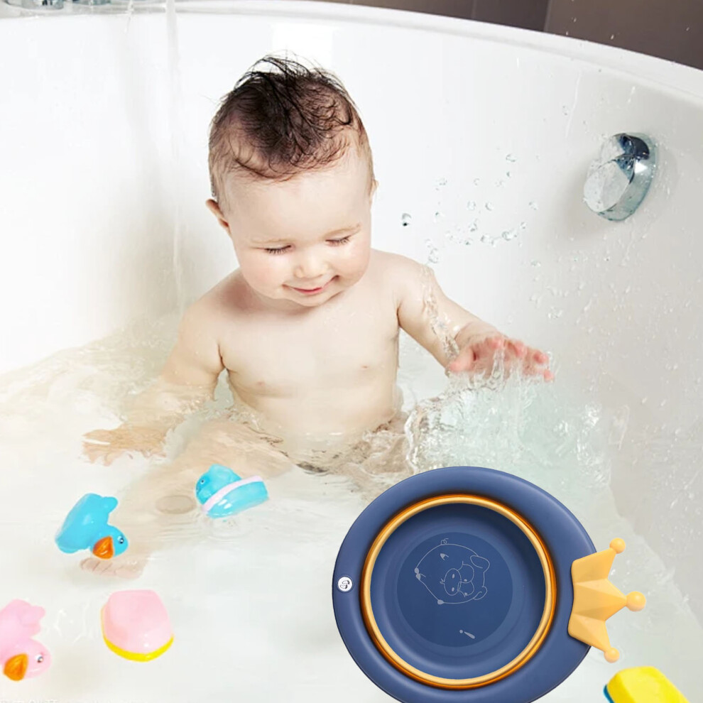 Portable Folding Baby Basin Cartoon Tub Dark Blue