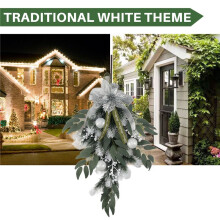 Artificial Christmas Teardrop Swag with Berry, Flower and Ornaments for Front Door Indoor & Outdoor Home Xmas Decor