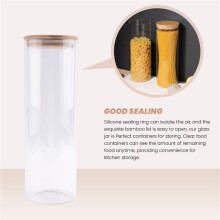 Glass Storage Containers Set of 2 71Oz Tall Spaghetti Jars with Bamboo Lids - Kitchen Food Storage Canisters for Pasta