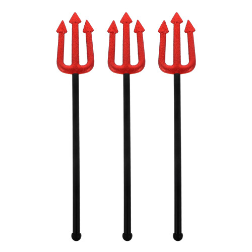12Pcs Red Plastic Halloween Fork Prop Comfortable Grip Design