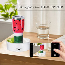 Cup Turner Rotating Display Stand for Tumblers, 360 Degree Automatic Mute Spin Turntable for Photography Display
