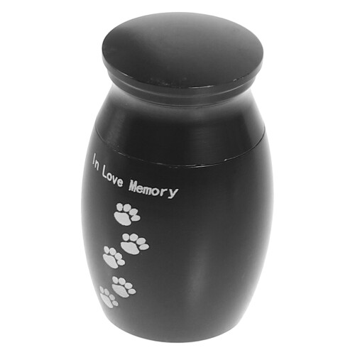 2Pièces Urne Crémation Animaux Alliage Noir Urne Souvenir Compacte