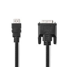 HDMI Kabel | HDMI Stecker | DVI-D 24+1-Pin Male | 1080p | Vernickelt | 2,00 m | Gerade | PVC | Schwarz | Verpackt