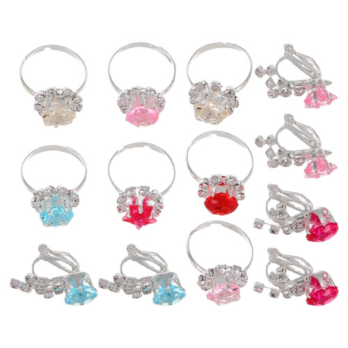Kinder Modeschmuck Set Für Clipohrringe & Ringe 2