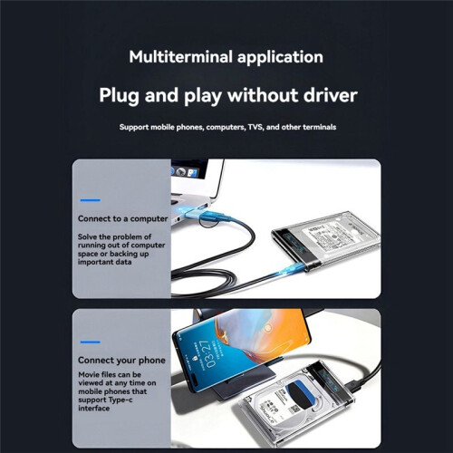 ShuoLe External HDD Case 5Gbps 2.5 Inch Transparent USB Hard Disk Case Drive Enclosure  HDD SSD Storage Case with Display 2